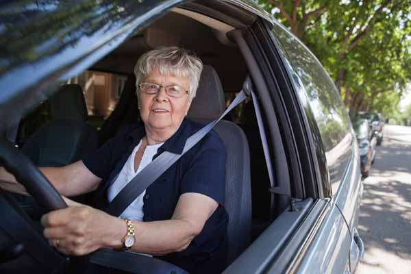 mature woman driving